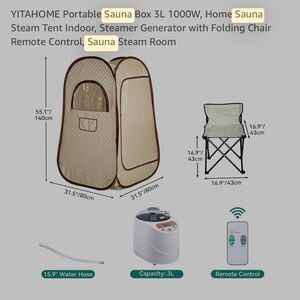 Portable Sauna Box 3L 1000W with Folding Chair - Cream